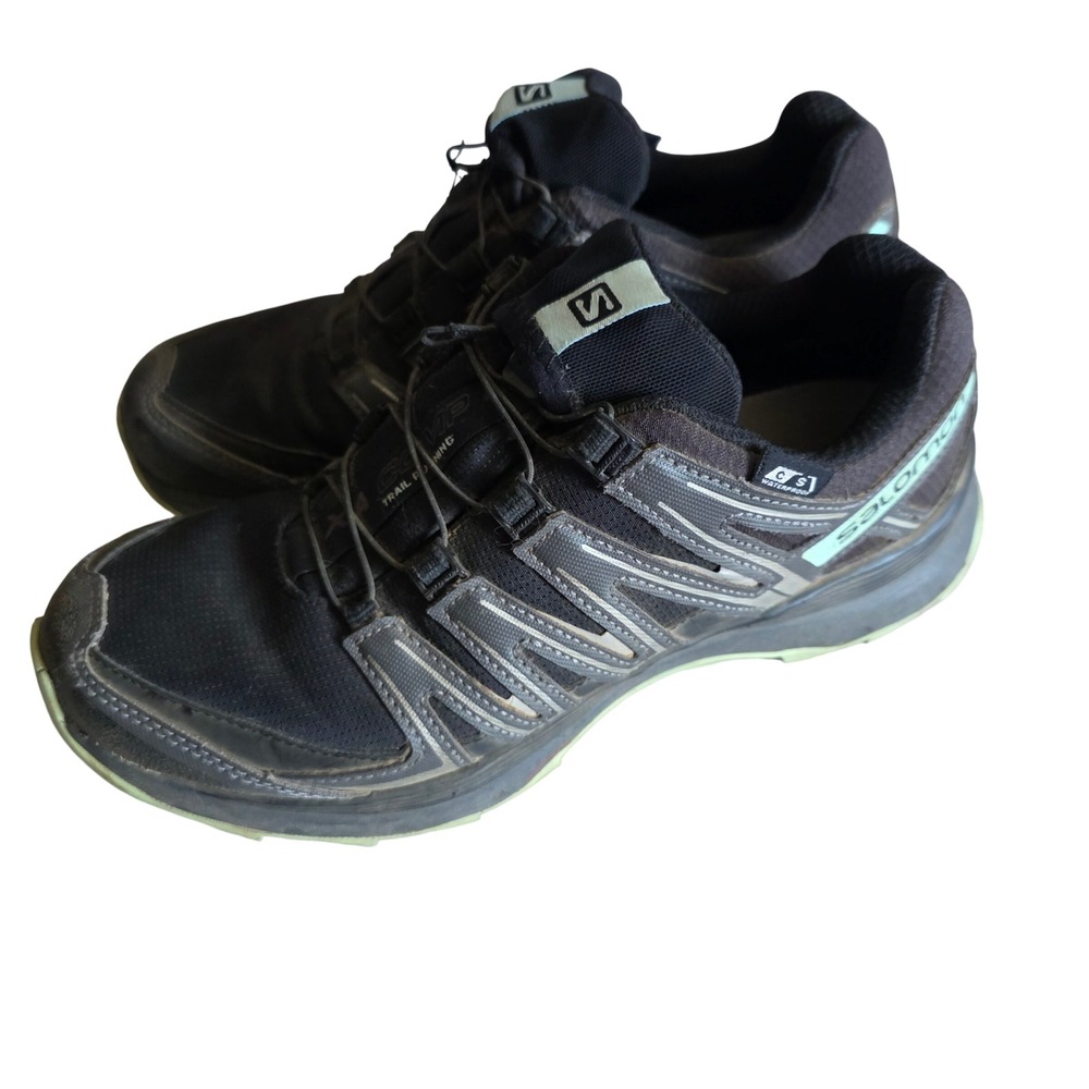 Salomon XA Comp 8 CS Waterproof Trail Running Shoes Womens 7 Black Mint 402149